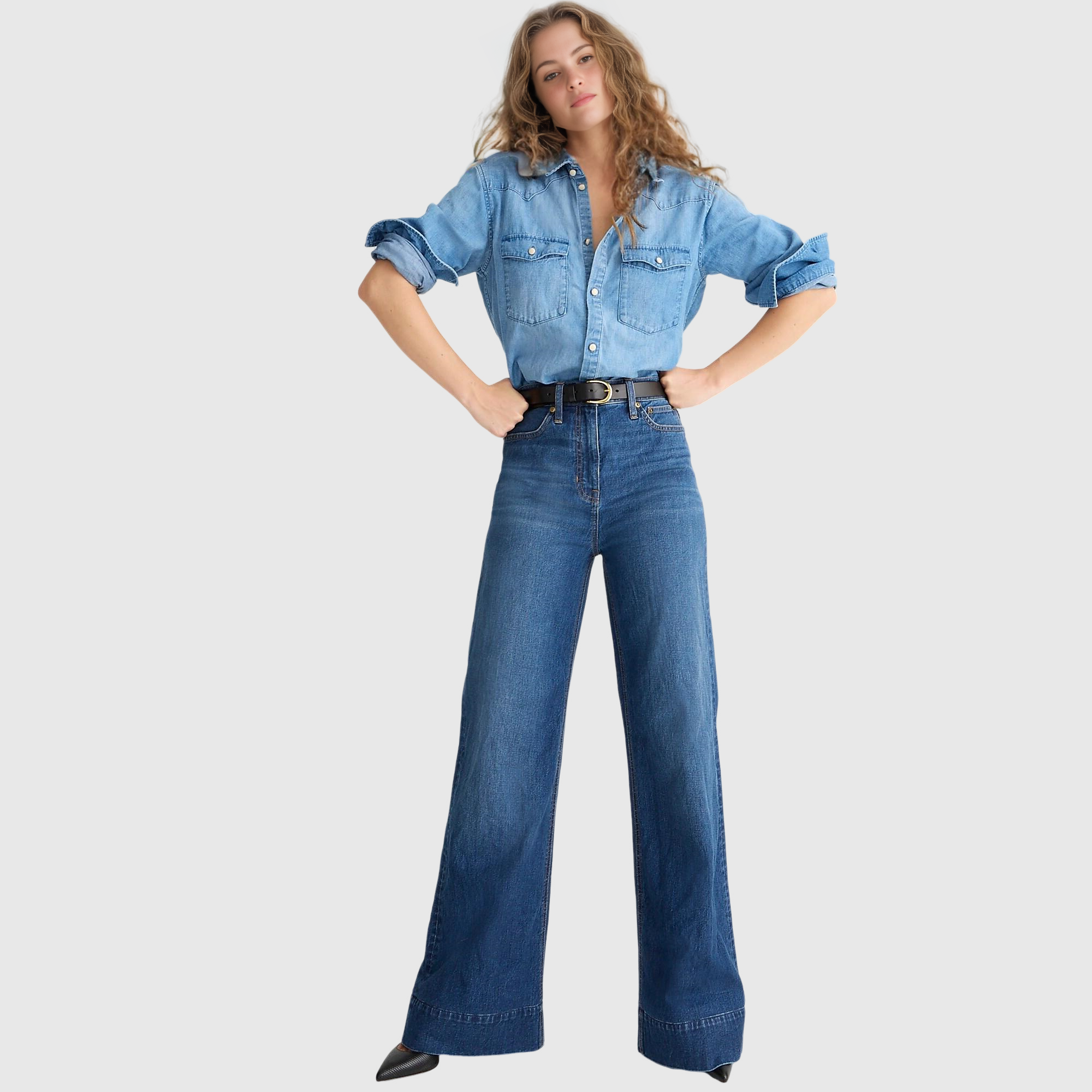 Wide Leg Denim Trouser (Buy 2 Free Shipping)