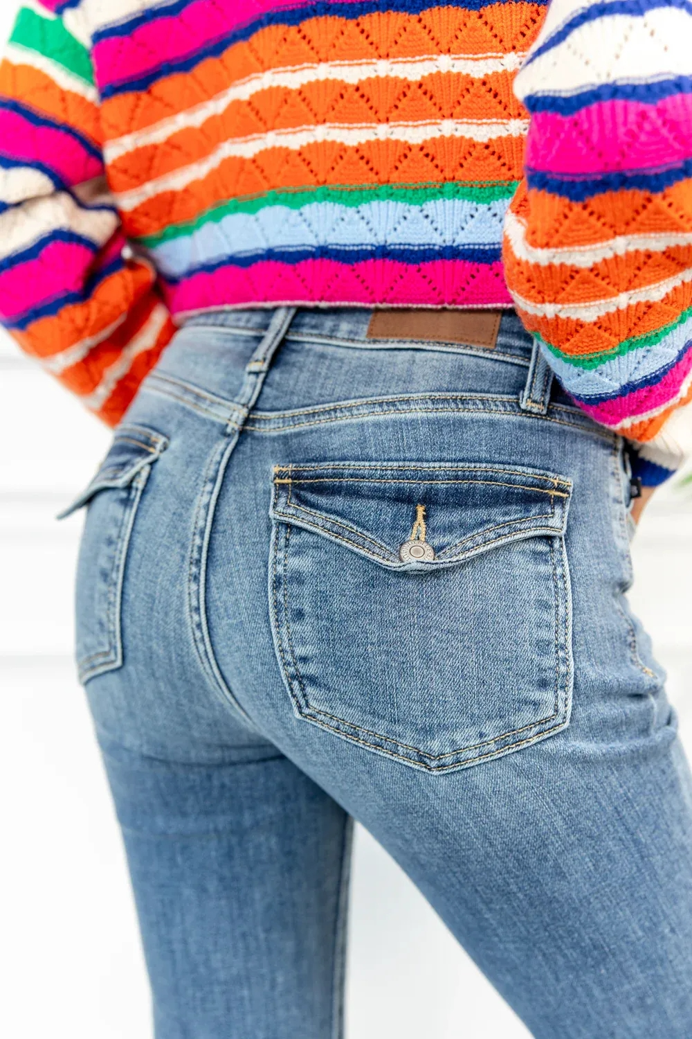 Tummy Control Double Button Flare Jeans (Buy 2 Free Shipping)