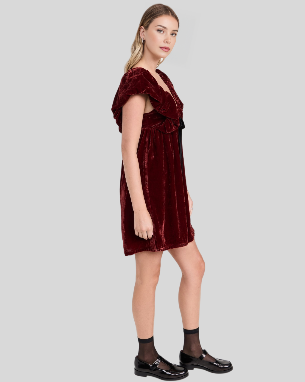 Velvet Bow Mini Dress (Buy 2 Free Shipping)