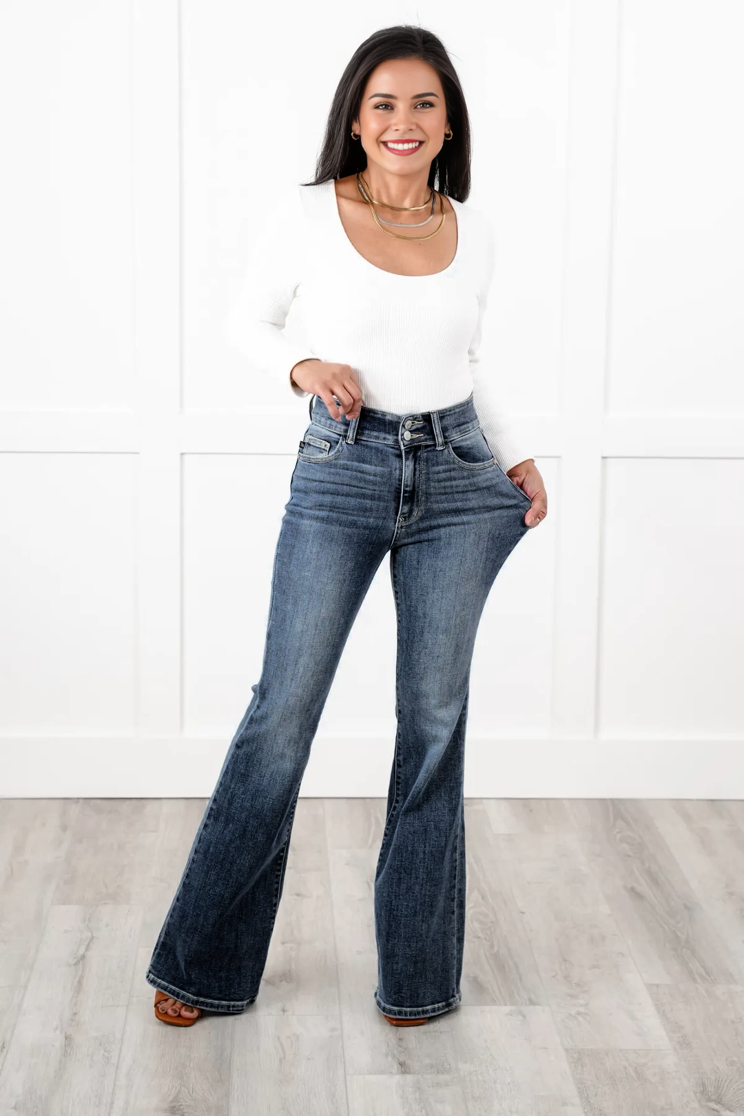 Tummy Control Double Button Flare Jeans (Buy 2 Free Shipping)