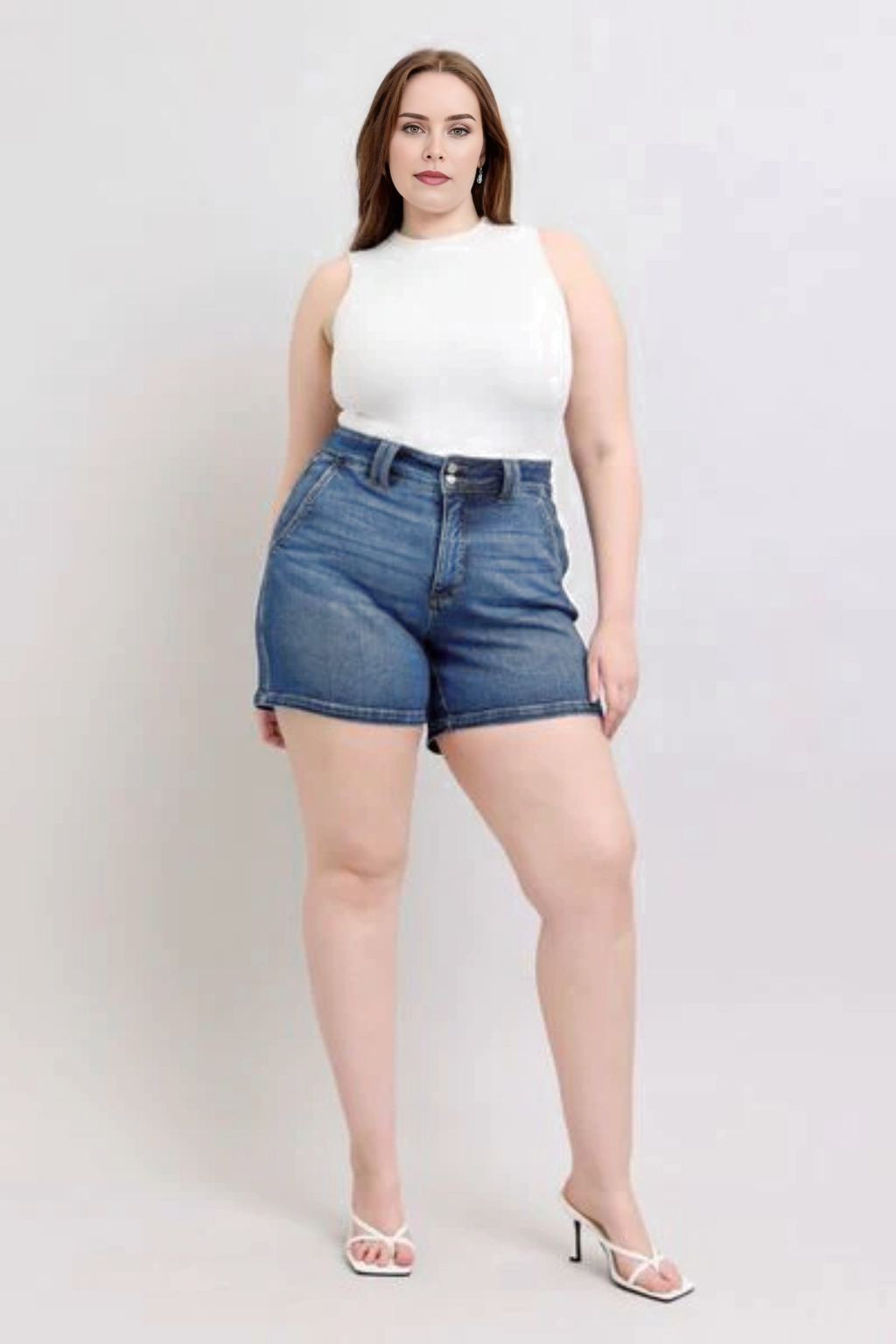 Tummy Control Double Button Waistband Shorts (Buy 2 Free Shipping)