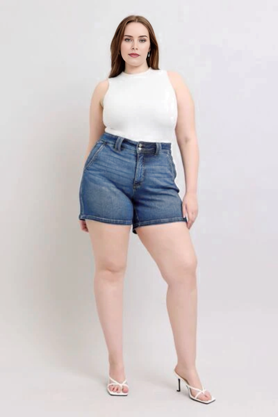 Tummy Control Double Button Waistband Shorts (Buy 2 Free Shipping)