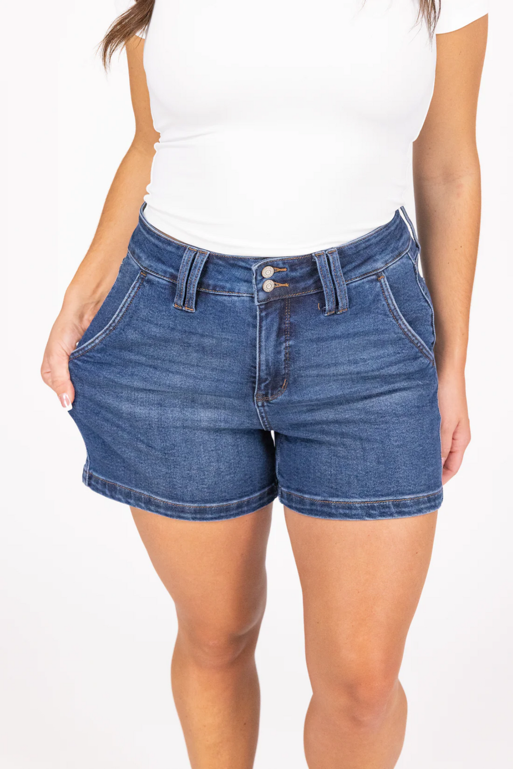 Tummy Control Double Button Waistband Shorts (Buy 2 Free Shipping)