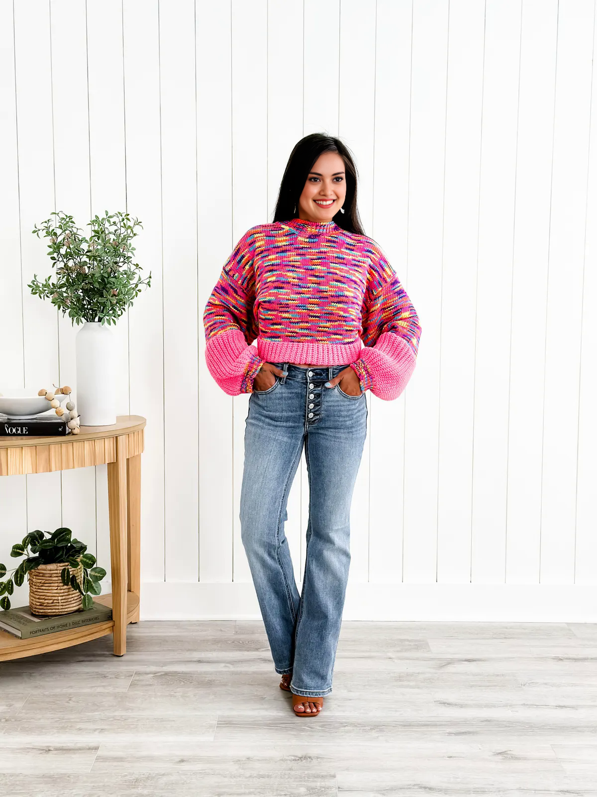 Mid Rise Button Fly Bootcut Jeans (Buy 2 Free Shipping)