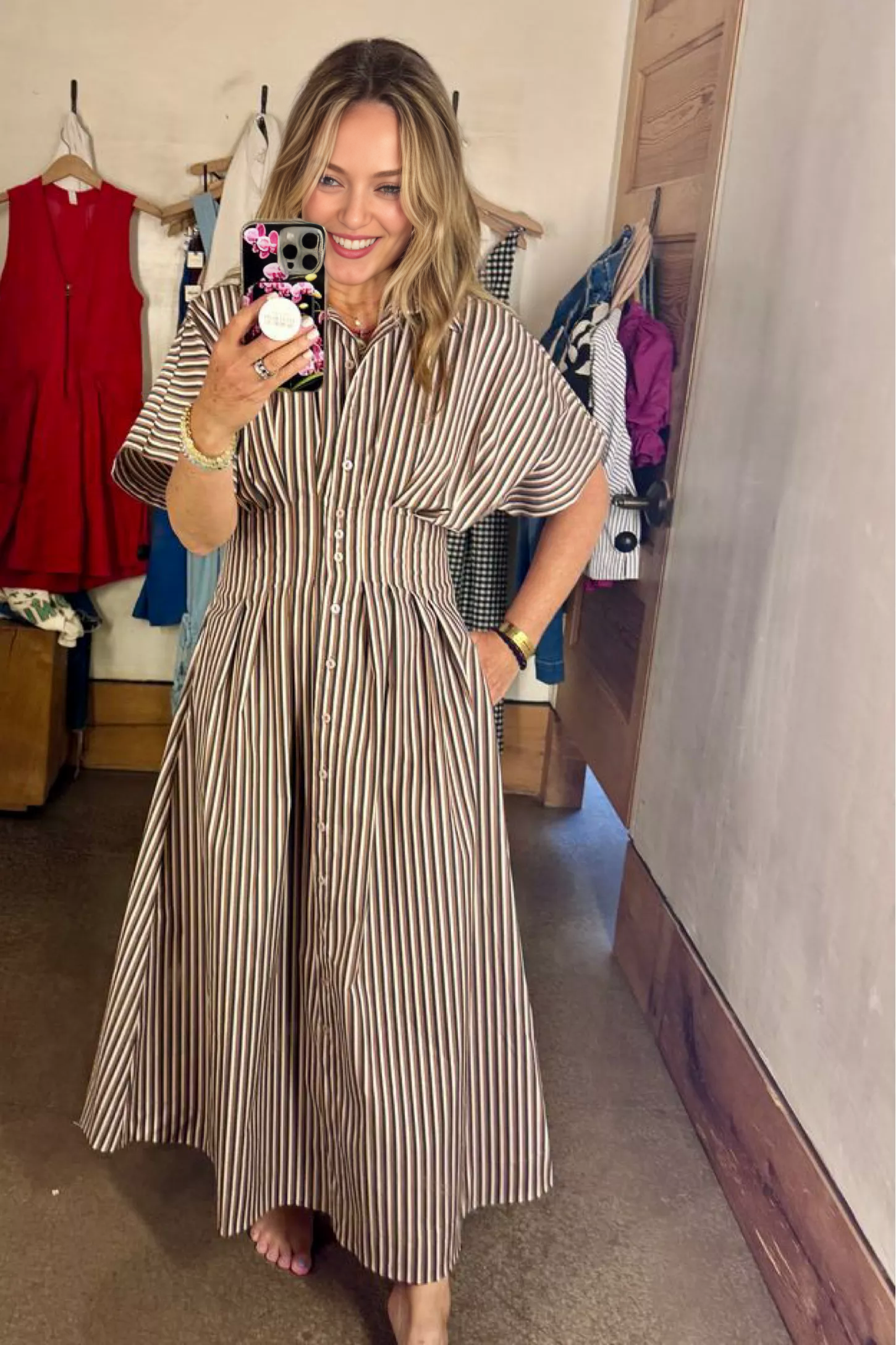 Cinched Waist Button Shirt Dress (Buy 2 Free Shipping)