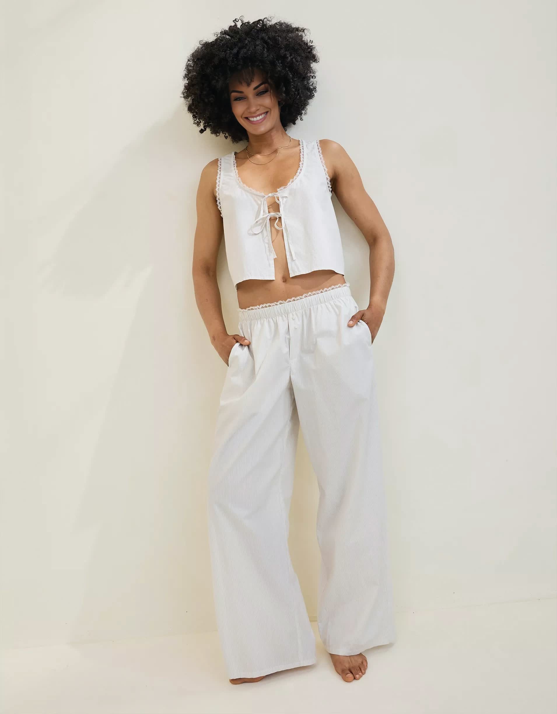 Off-Duty Wide Leg Poplin Trouser PJ(Buy 2 Free Shipping)