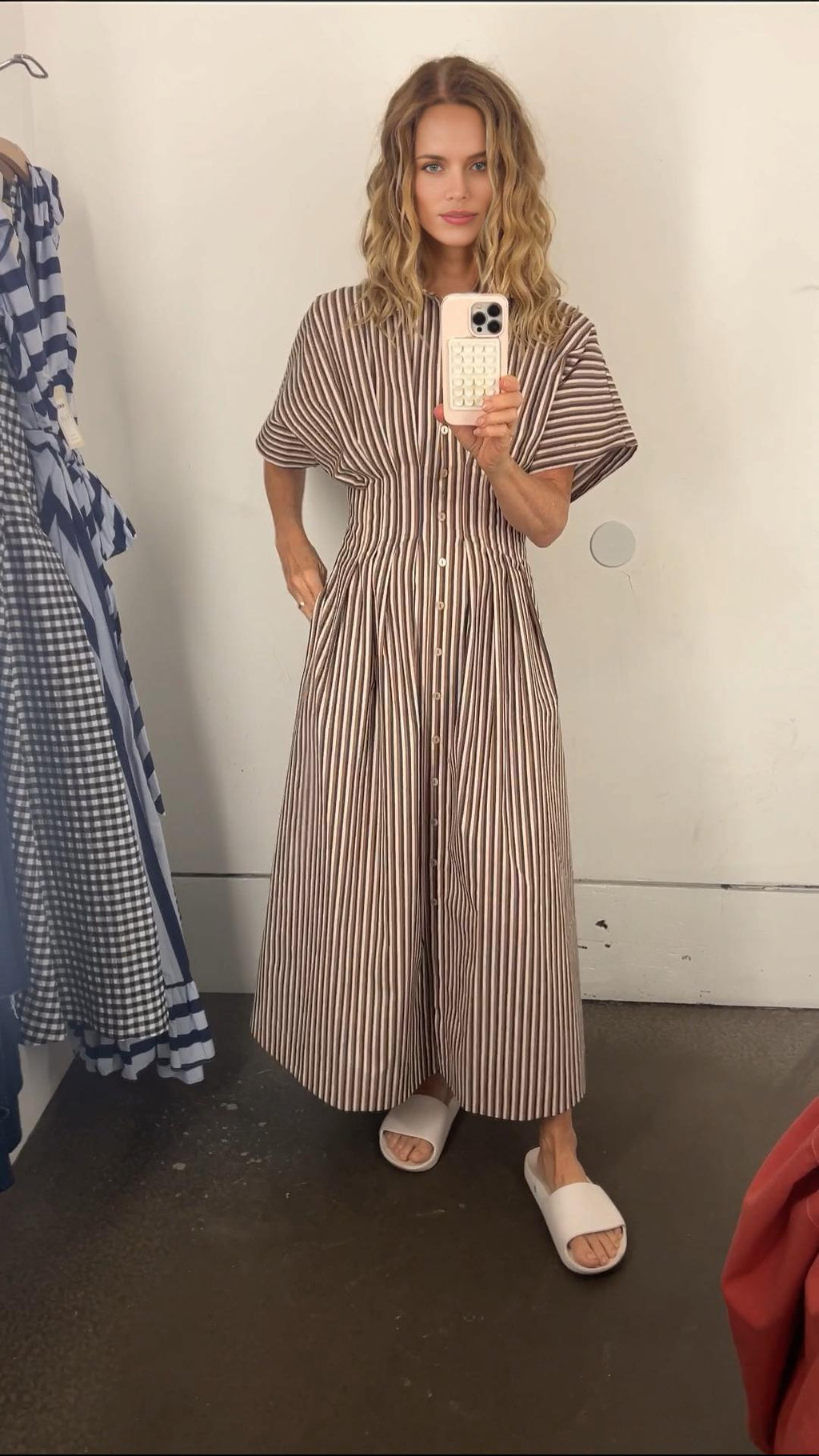 Cinched Waist Button Shirt Dress (Buy 2 Free Shipping)