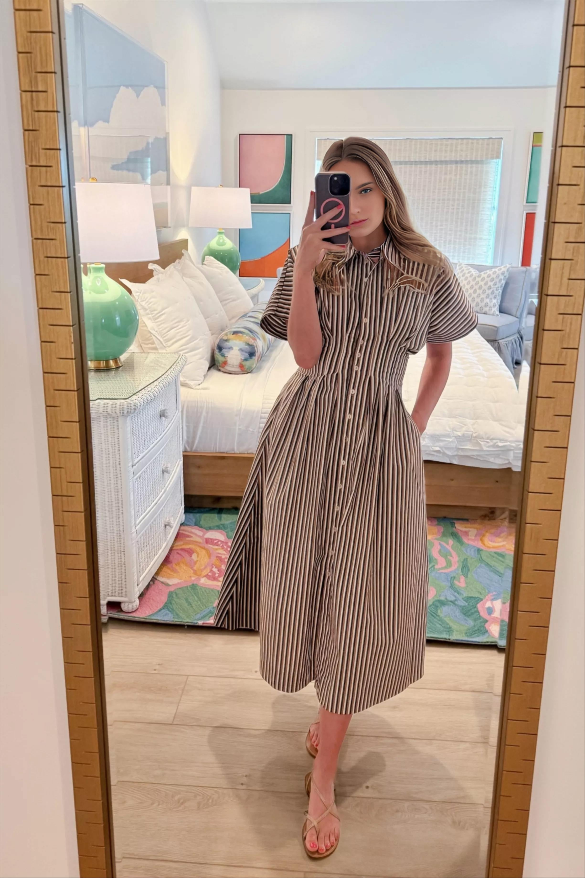 Cinched Waist Button Shirt Dress (Buy 2 Free Shipping)