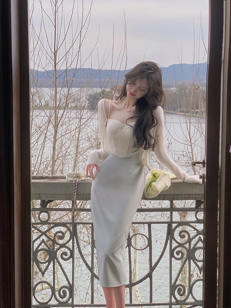 Vintage Corset Ruched Midi Dress for Women Spaghetti Strap Sexy Bodycon Elegant Party Slim One Piece Clothes Vestidos Summer Ne