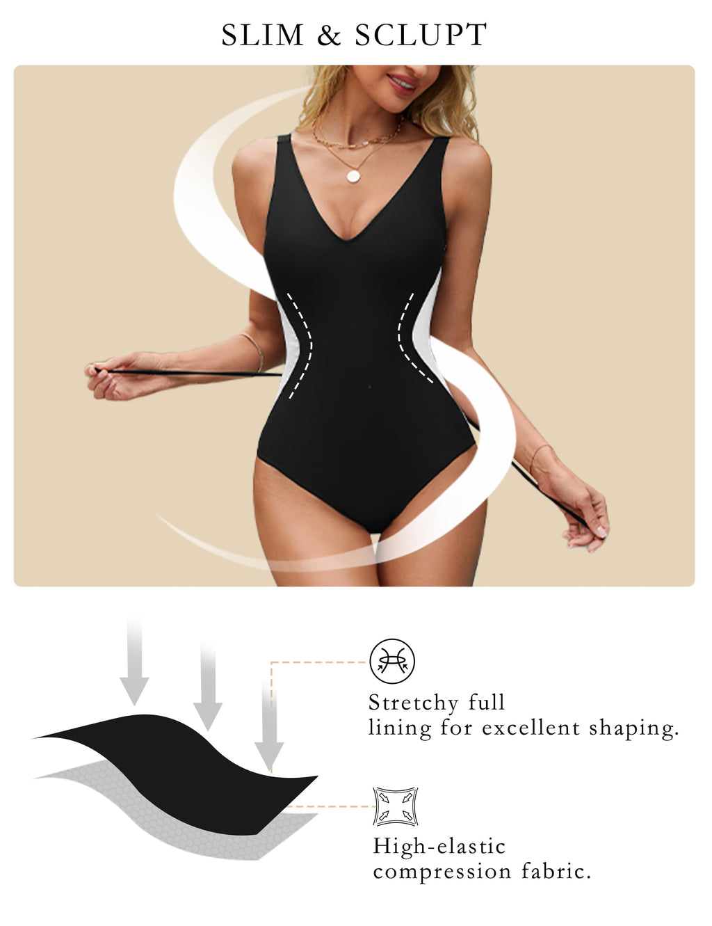 Slimming Color Block Optical Illusion Swimsuit (Buy 2 Free Shipping)