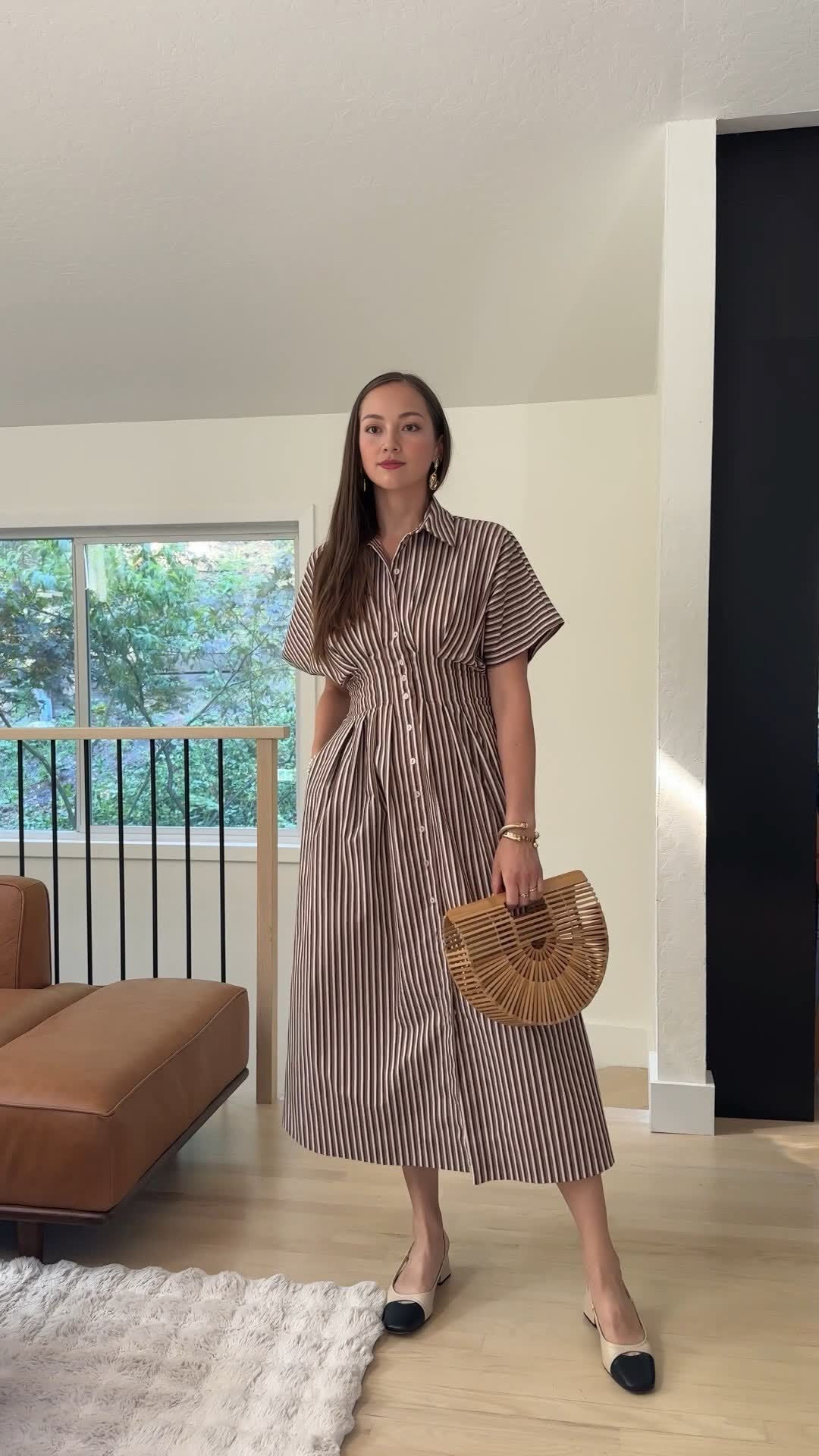 Cinched Waist Button Shirt Dress (Buy 2 Free Shipping)