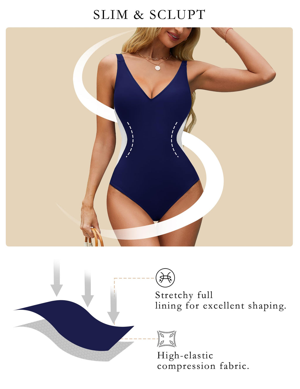 Slimming Color Block Optical Illusion Swimsuit (Buy 2 Free Shipping)