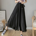 Elastic Wide Leg Pants Women Korean Fashion Chiffon Trousers Summer Casual Loose Pleated Pants Lady High Waist Street Skirt Pan