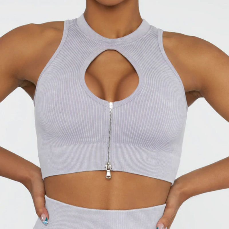 2022 New Trend Yoga Clothing Suit Women Zip Sports Bra Top Vest Quick Dry Sports Shorts Yoga Pants