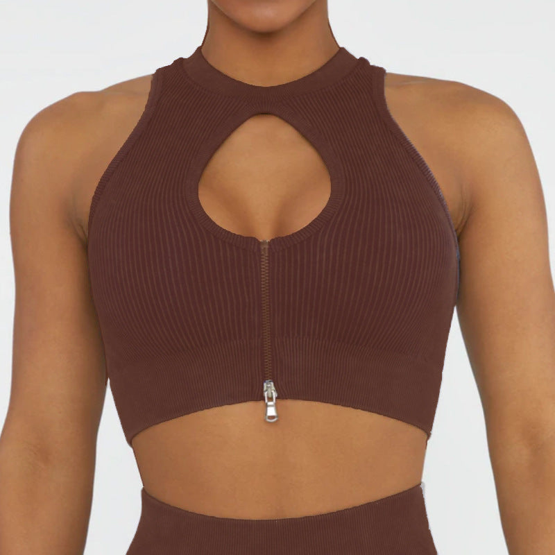 2022 New Trend Yoga Clothing Suit Women Zip Sports Bra Top Vest Quick Dry Sports Shorts Yoga Pants
