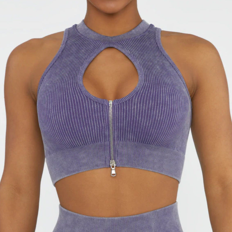 2022 New Trend Yoga Clothing Suit Women Zip Sports Bra Top Vest Quick Dry Sports Shorts Yoga Pants