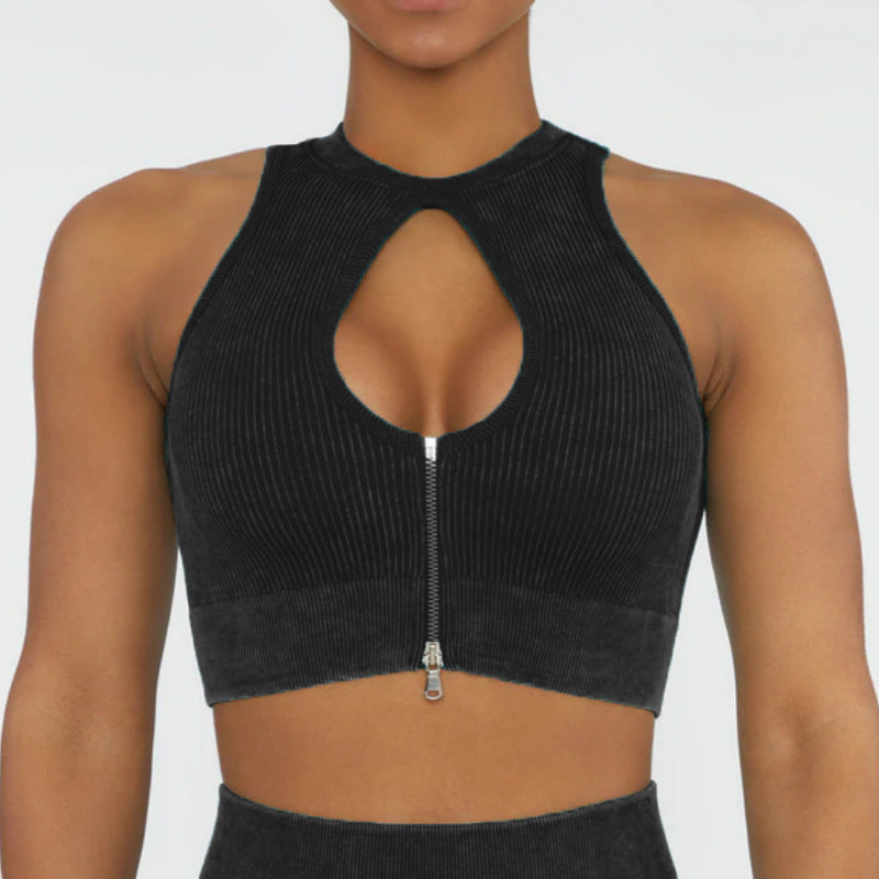 2022 New Trend Yoga Clothing Suit Women Zip Sports Bra Top Vest Quick Dry Sports Shorts Yoga Pants