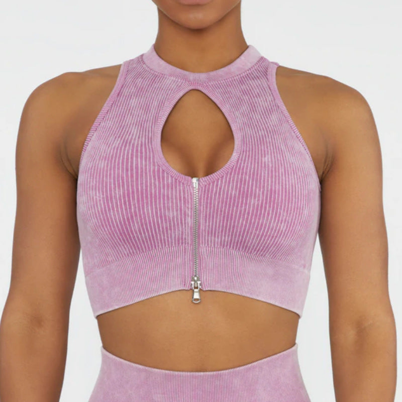 2022 New Trend Yoga Clothing Suit Women Zip Sports Bra Top Vest Quick Dry Sports Shorts Yoga Pants