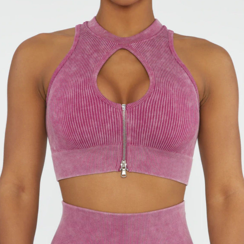 2022 New Trend Yoga Clothing Suit Women Zip Sports Bra Top Vest Quick Dry Sports Shorts Yoga Pants
