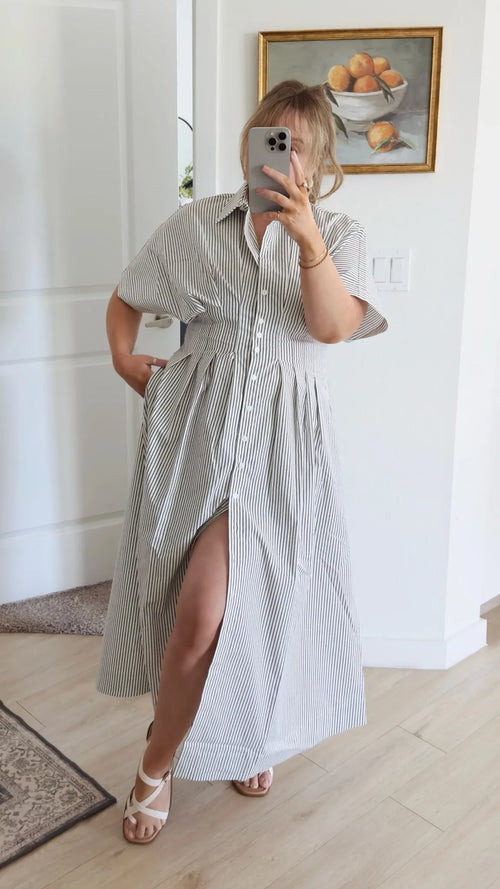 Cinched Waist Button Shirt Dress (Buy 2 Free Shipping)