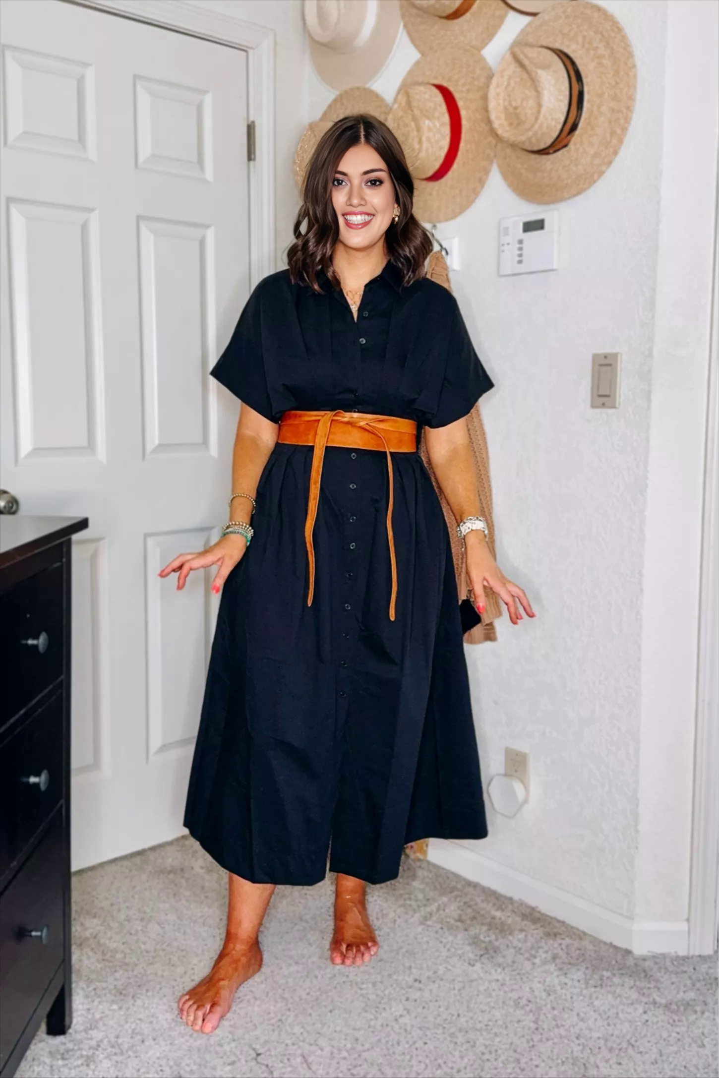 Cinched Waist Button Shirt Dress (Buy 2 Free Shipping)